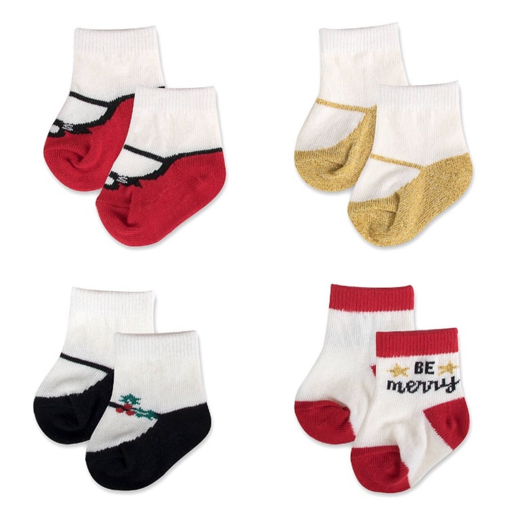 Crown & Ivy Christmas Holiday sock set of 4 pairs baby 12-18m